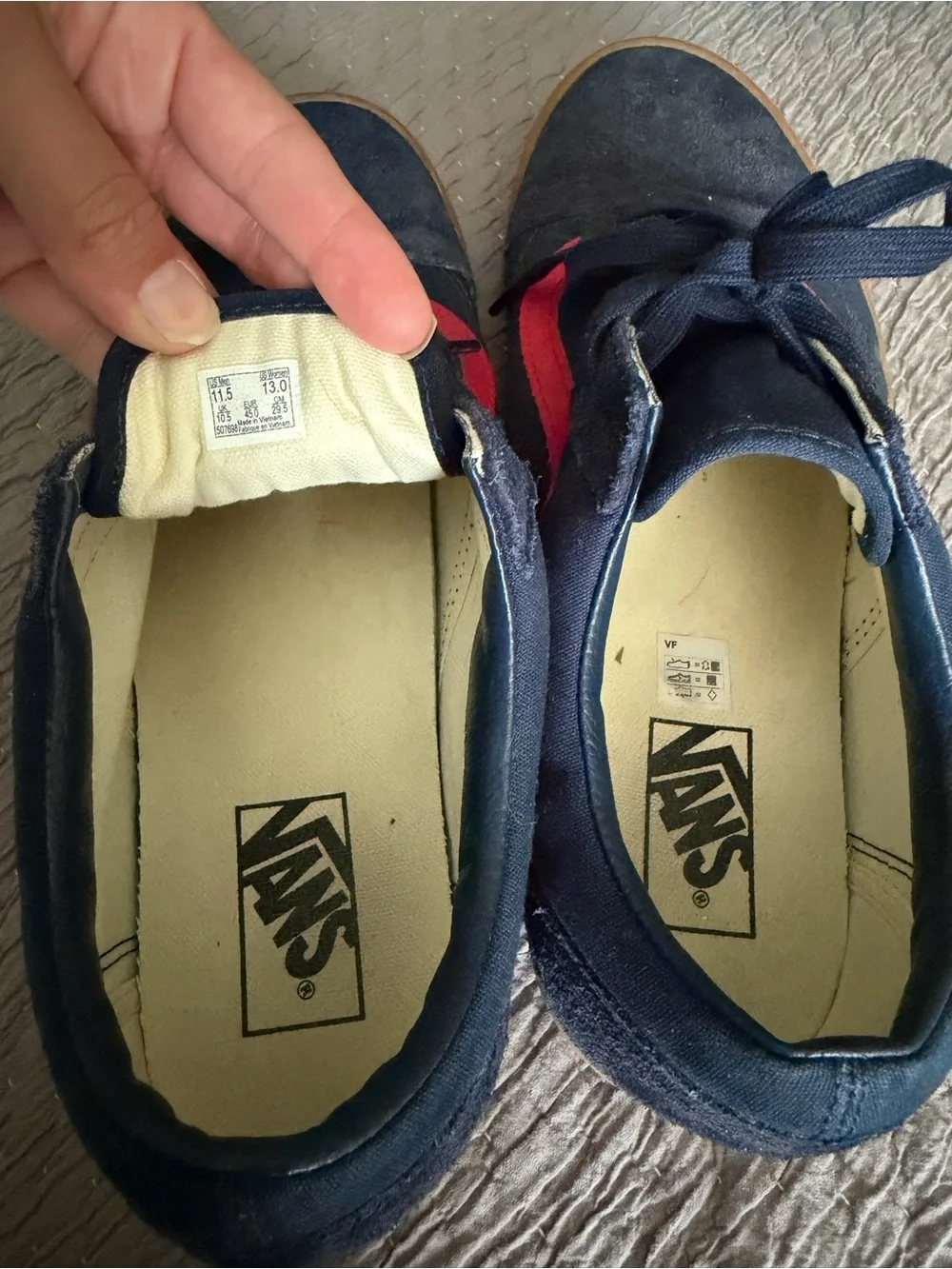Men’s Vans Navy and Red Low-Top Canvas Sneakers